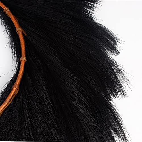 24 Inch Black Faux Pampas Grass Wreath for Front Door