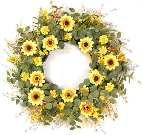 24 Yellow Sunflower Wreath with Headband and DIY Accessories