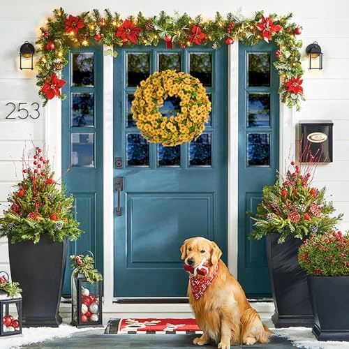 20 Inch Artificial Spring Summer Wreath for Front Door