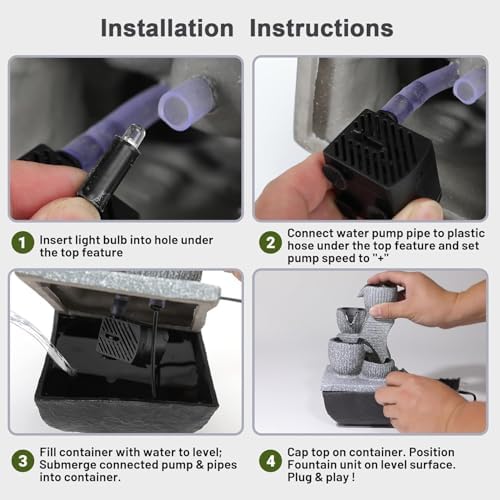 Indoor Tabletop Water Fountain with Color LED Light