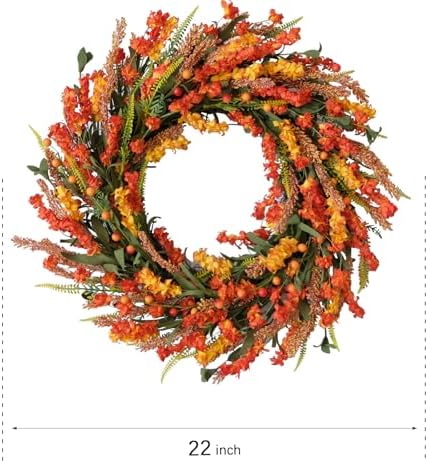 22 Inch Fall Flower Wreath for Front Door