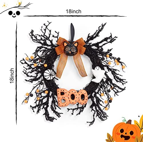 Adeeing 18 Inch Halloween Wreath Front Door Decor