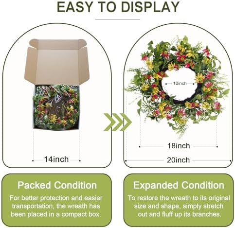 18 Inches Artificial Black-Eyed Daisy Wreath for Front Door