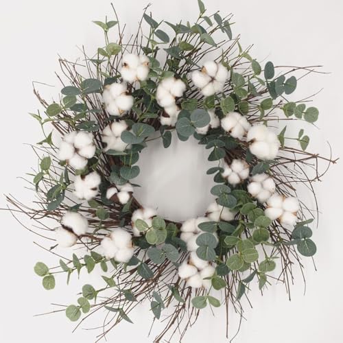 Idyllic Eucalyptus and Cotton Wreath for Front Door