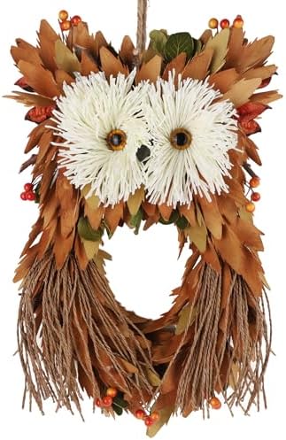 Winemana Owl Fall Wreath 14 Inch Handmade Decor