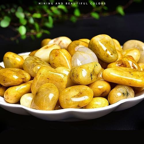 22 Pound Tumbled Yellow Jade Stones - Reiki Crystal Decor Stones for Indoor Fountain