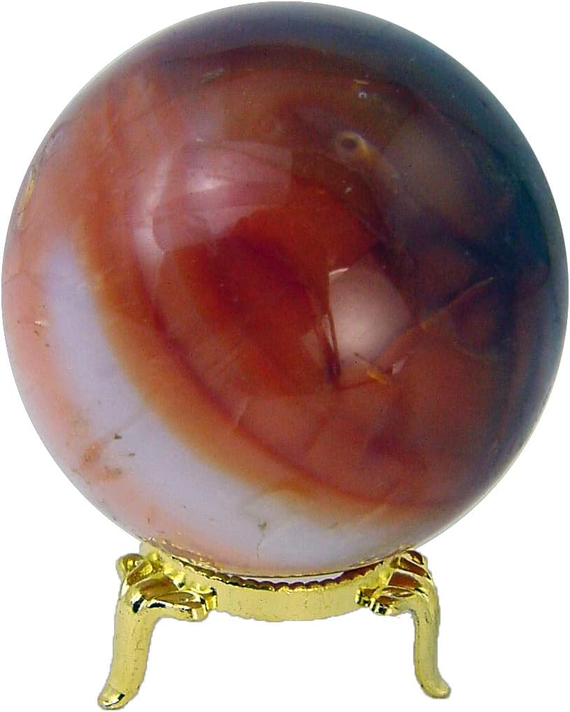 Carnelian Agate Sphere 65mm with Stand for Healing and Decor