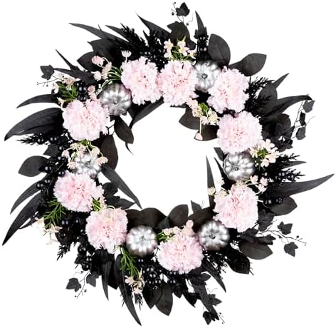 National Tree Company Artificial Pink Carnation Halloween Wreath 26 Inch
