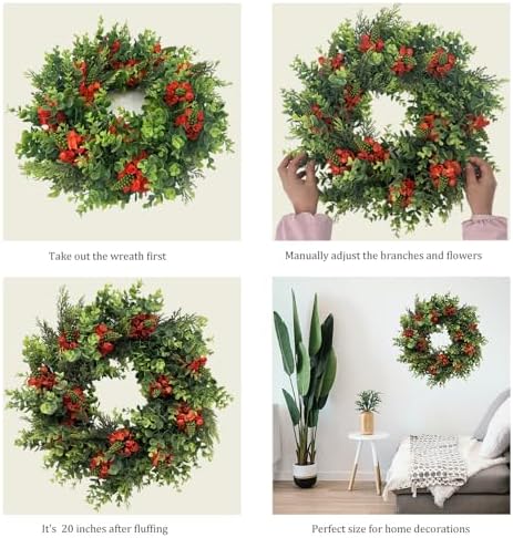 20 Inch Spring Summer Wreath for Front Door Decor