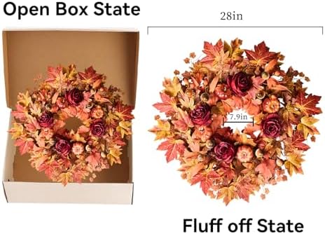 26 Inch Autumn Wreath for Front Door Decor