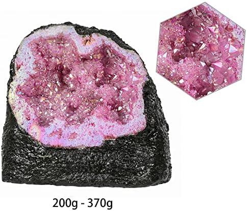 Rockcloud Rose Red Titanium Coated Crystal Geode for Home Office Decoration
