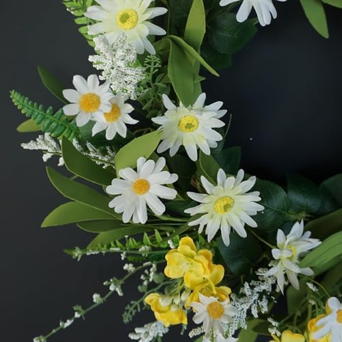 Spring Wreath for Front Door 20 Inch Artificial Daisy Flower Decor