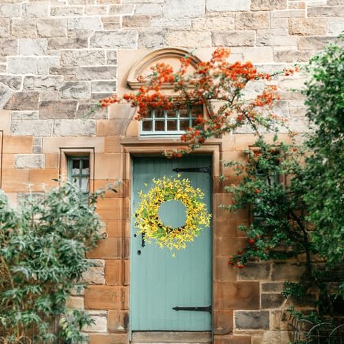 Hometrance 20 Inch Spring Wreath with Yellow Flowers
