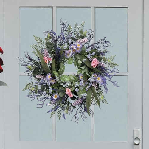 24 Inch Purple Spring Wreath for Front Door