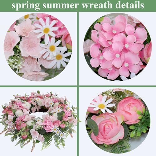 Elegant Pink Flower Door Wreath 24-26 Inch