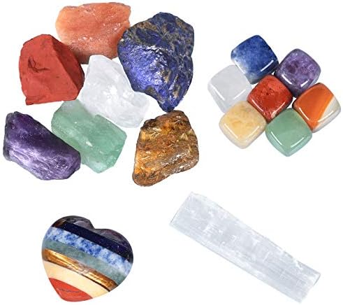 Rockcloud Chakra Therapy Starter Kit with 7 Stones and Worry Stone