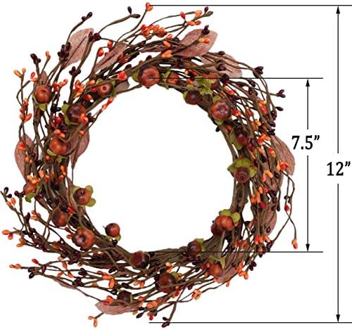 Idyllic Mini Pumpkin Wreath for Front Door 12 Inch Decor