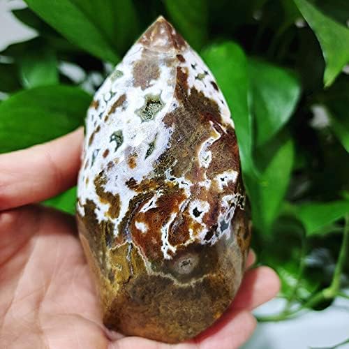 Natural Stones Sea Jade Crystal Flame Decorated Agate Ice Cream Mineral Specimen