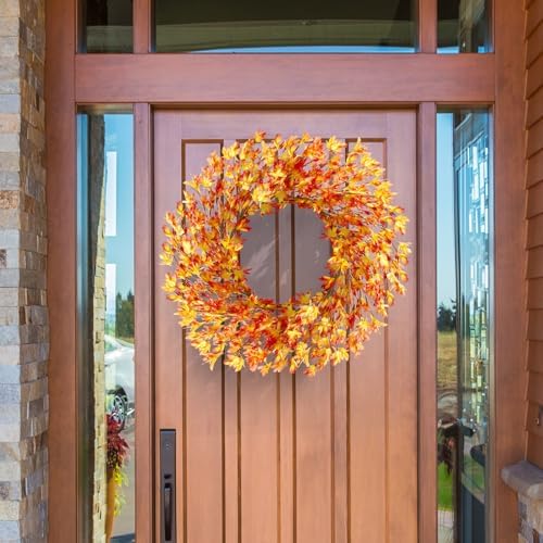 20 Inch Artificial Forsythia Flower Wreath for Front Door Farmhouse Decor