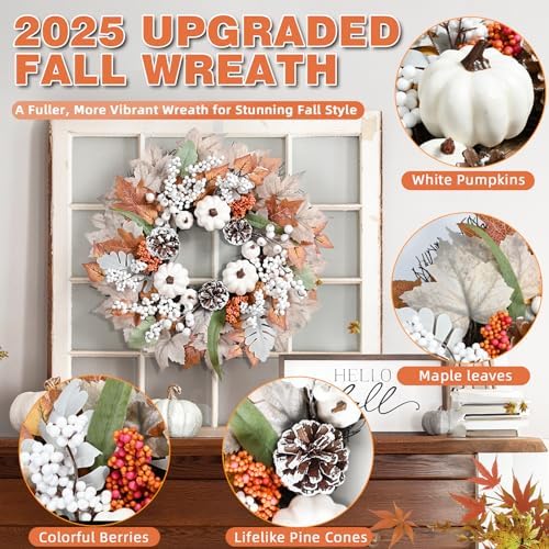 Fall Decorations for Home 20 Inch Wreath with Lights