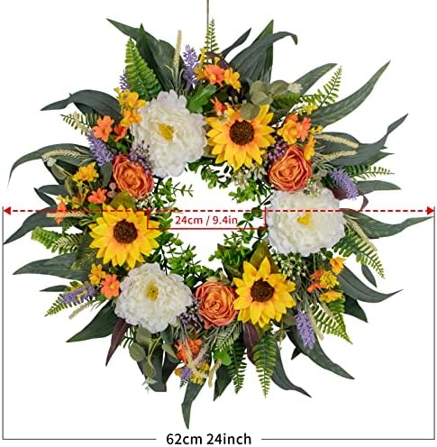 Kmise 22 Inch Spring Fall Wreath for Front Door
