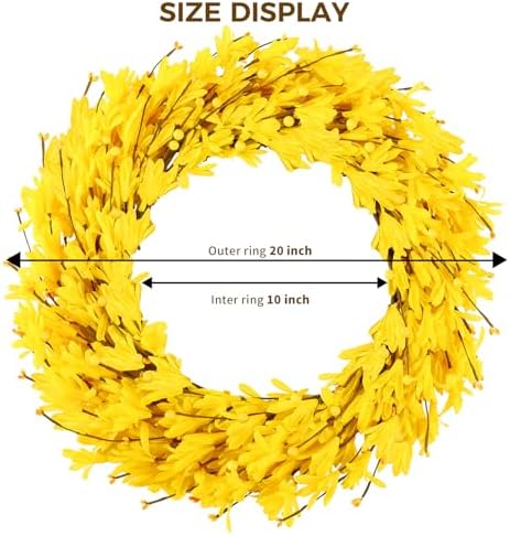20 Artificial Forsythia Wreath Yellow Door Decor