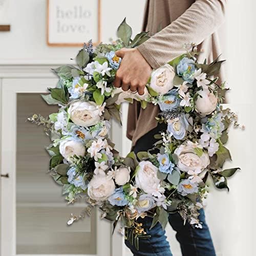 WANNA-CUL 24 Inch Spring Floral Wreath for Front Door