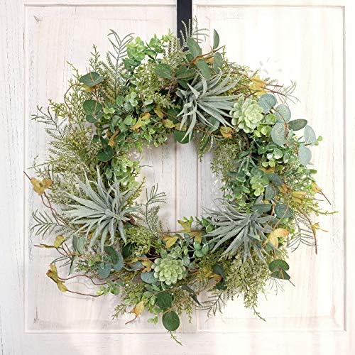 Idyllic 22 Inch Artificial Succulent Wreath for Front Door and Home Decor