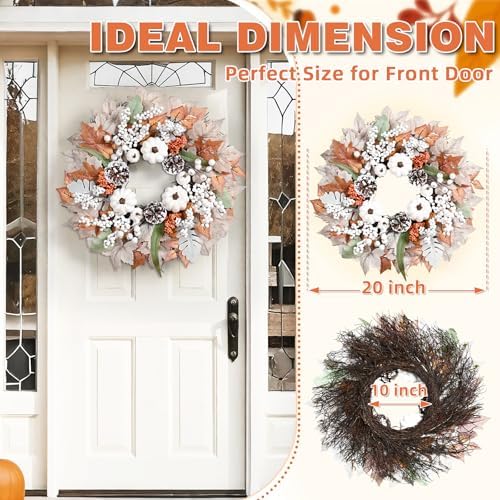 Fall Decorations for Home 20 Inch Wreath with Lights