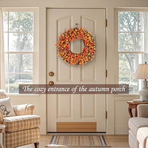 24 Inch Fall Wreath with Berry Accents for Front Door
