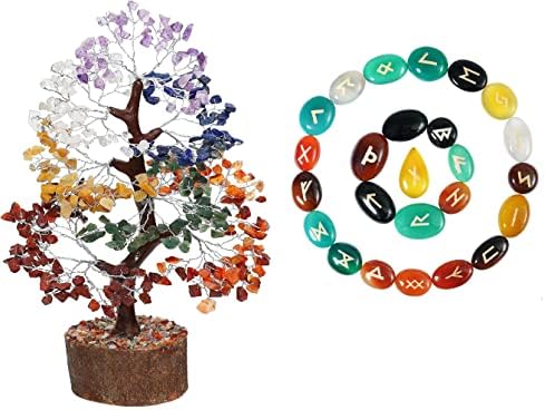 Crocon Seven Chakra Gemstone Tree Feng Shui Figurine Set