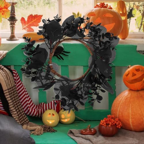 Yardwe Gothic Halloween Wreath 2pcs Black Twig Decor