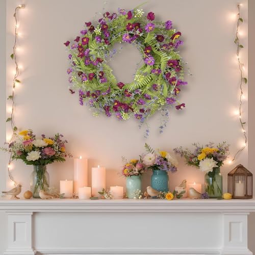 CISDUEO 20 Inch Spring Wreath for Front Door