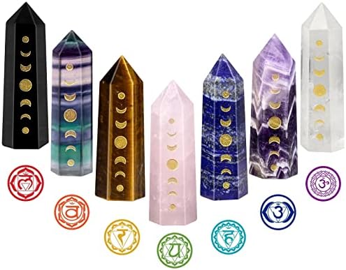 SUNYIK 7 Chakra Wishing Bottles Crystal Wand Set