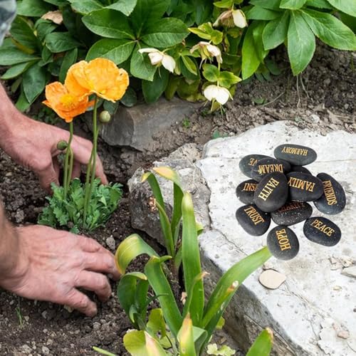 DIY Rocks with Inspirational Words Black 12pcs