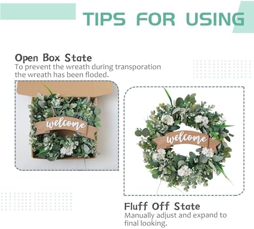 24 Inch Spring Lamb Ear Green Leaves Wreath for Front Door
