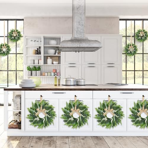 4PCS 9 Inch Mini Eucalyptus Wreaths for Cabinets Decorations