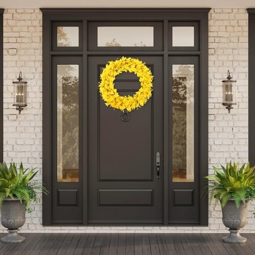 20 Artificial Forsythia Wreath Yellow Door Decor