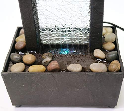 Natures Mark 10 Inch H Crackled Glass Water Fountain with LED Lights