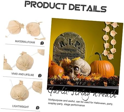 Kichvoe Artificial Garlic Wreath Realistic Decor Halloween Party Prop