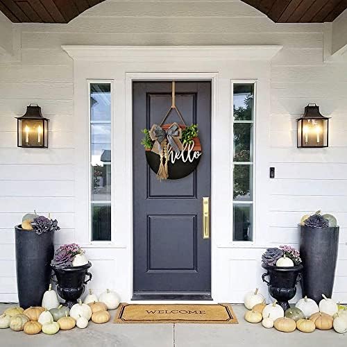 S_SSOY Hello Door Wreath Front Door Decor Black Brown