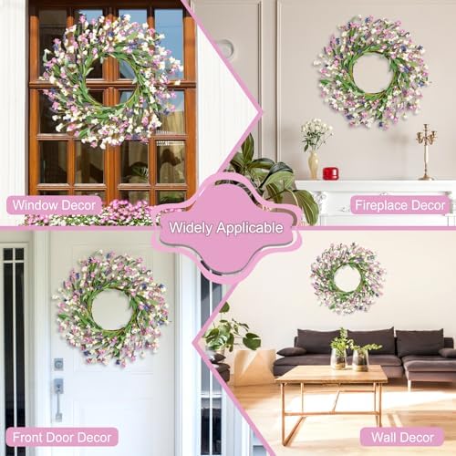 Artgar Spring Wreath for Front Door 26 Inch Purple Blue