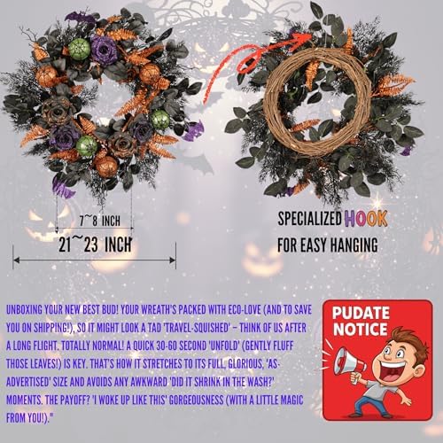 22 Inch Halloween Wreath Front Door Decor