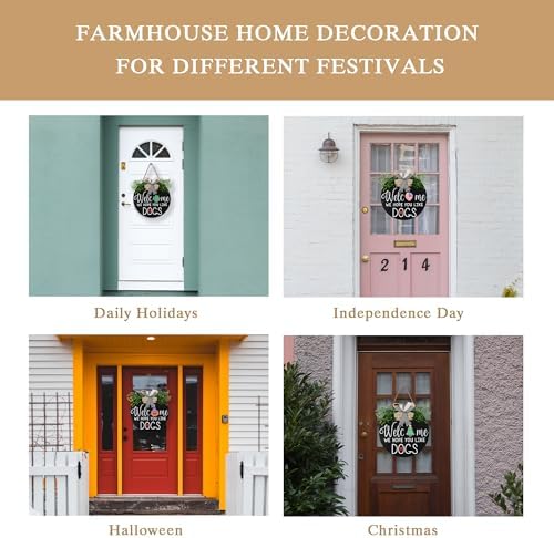 Zavothy Interchangeable Welcome Wreath Sign for Farmhouse Front Porch Decor