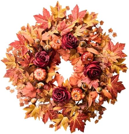 26 Inch Autumn Wreath for Front Door Decor