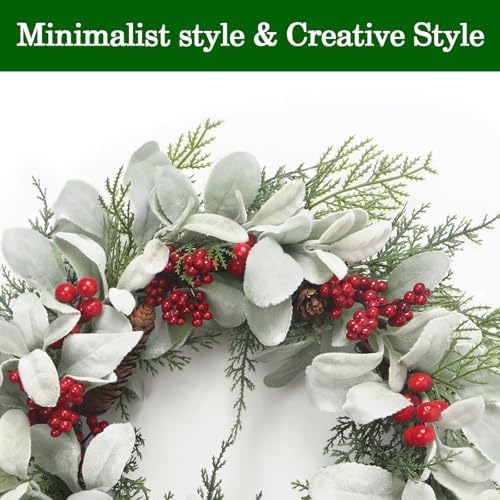 19 Inch Artificial Christmas Wreath with Red Berries and Pinecone