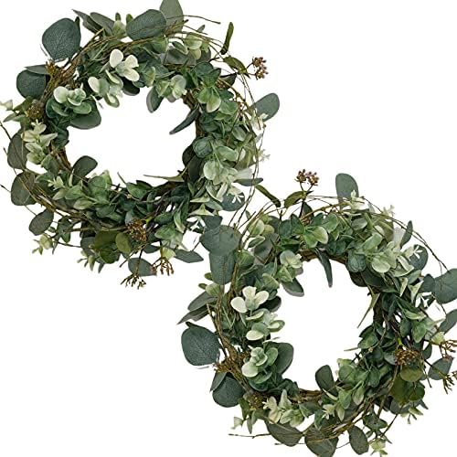 Idyllic 12 Inch Artificial Eucalyptus Wreath 2 Pack