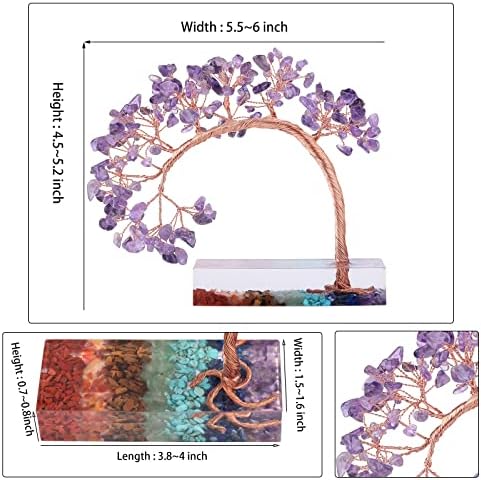 Mookaitedecor Bundle - 2 Items Carnelian Angel Figurines Amethyst Crystal Money Tree with Chakra Stones Resin Base