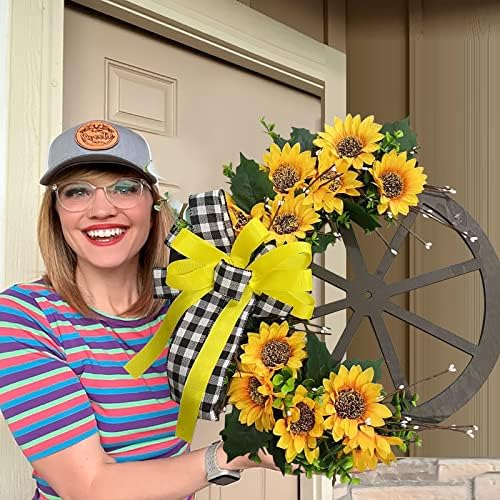 Summer Sunflower Bee Wreath for Front Door Decor
