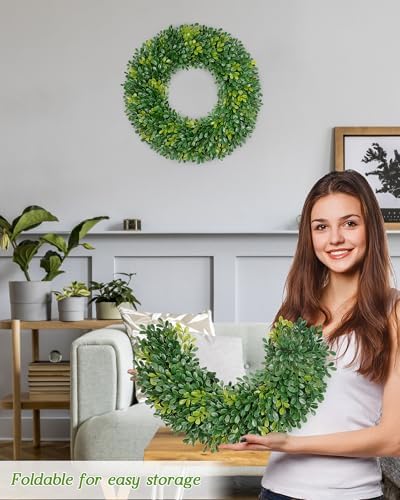 Vlorart 20 Inch Boxwood Wreath for Front Door
